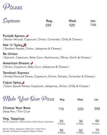 Captain Sam's menu 