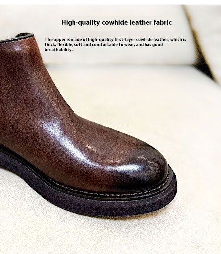 Title 3, Mens Genuine Leather High-top Martin Boots wit...
