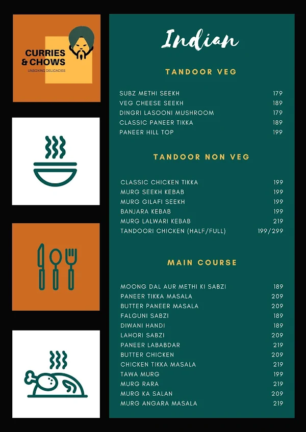 Curries & Chows menu 