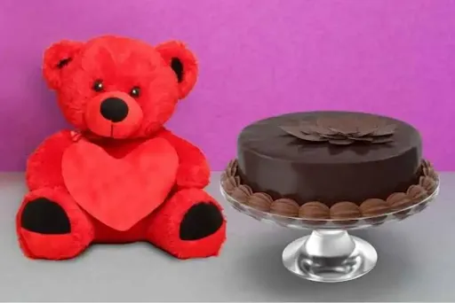 Chocolate Truffle Cake & 1 Teddy Bear [500 Gram]