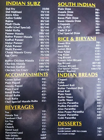 Chef 4U menu 