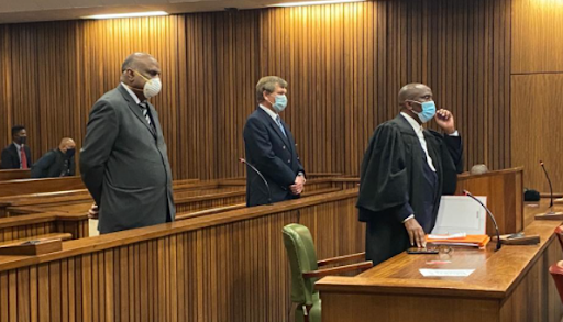 Solomon Lazarus, wearing a white face mask, in another appearance in the high court in Pretoria this year.