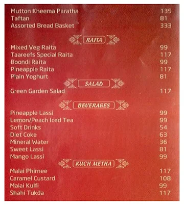 Taaareef menu 