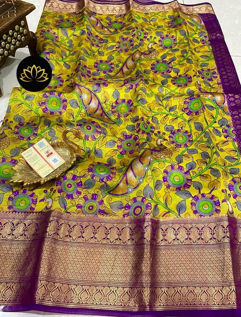 Banaras pure dupian pattu *... *penkalamkari Digital prints saree