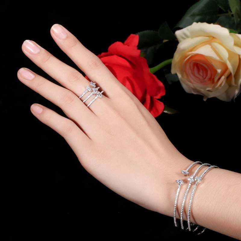 Title 3, Driedelige Micro-ingezette Zirkoon Armband Ring...
