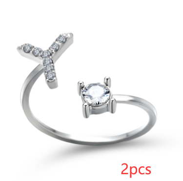 Anel ajustável com 26 letras iniciais, novo design, joia fashion para mulheres, simples e elegante, perfeito para presentear.
