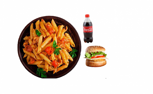 Chicken Tandoor Pasta (White Sauce) & Chicken Burger Combo