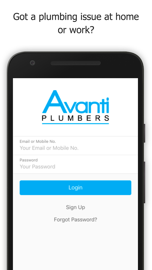 Android application Avanti Plumbing screenshort