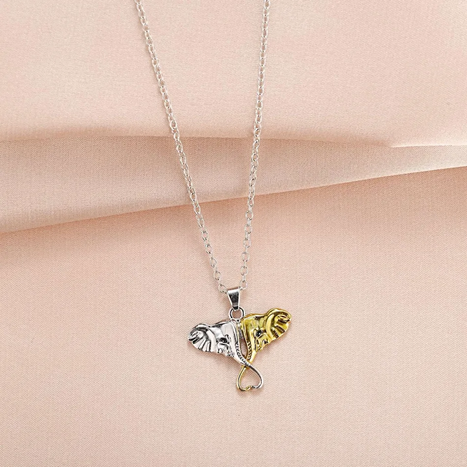 Creatieve schattige tweekleurige olifant dierenketting, een schattig accessoire voor vrouwen, perfect cadeau, uniek en charmant design. Ideaal!