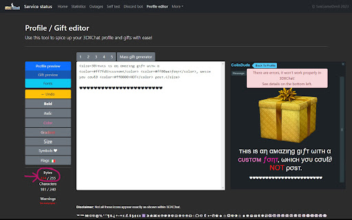 3DX Chat - Profile / Gift Editor Enhancer