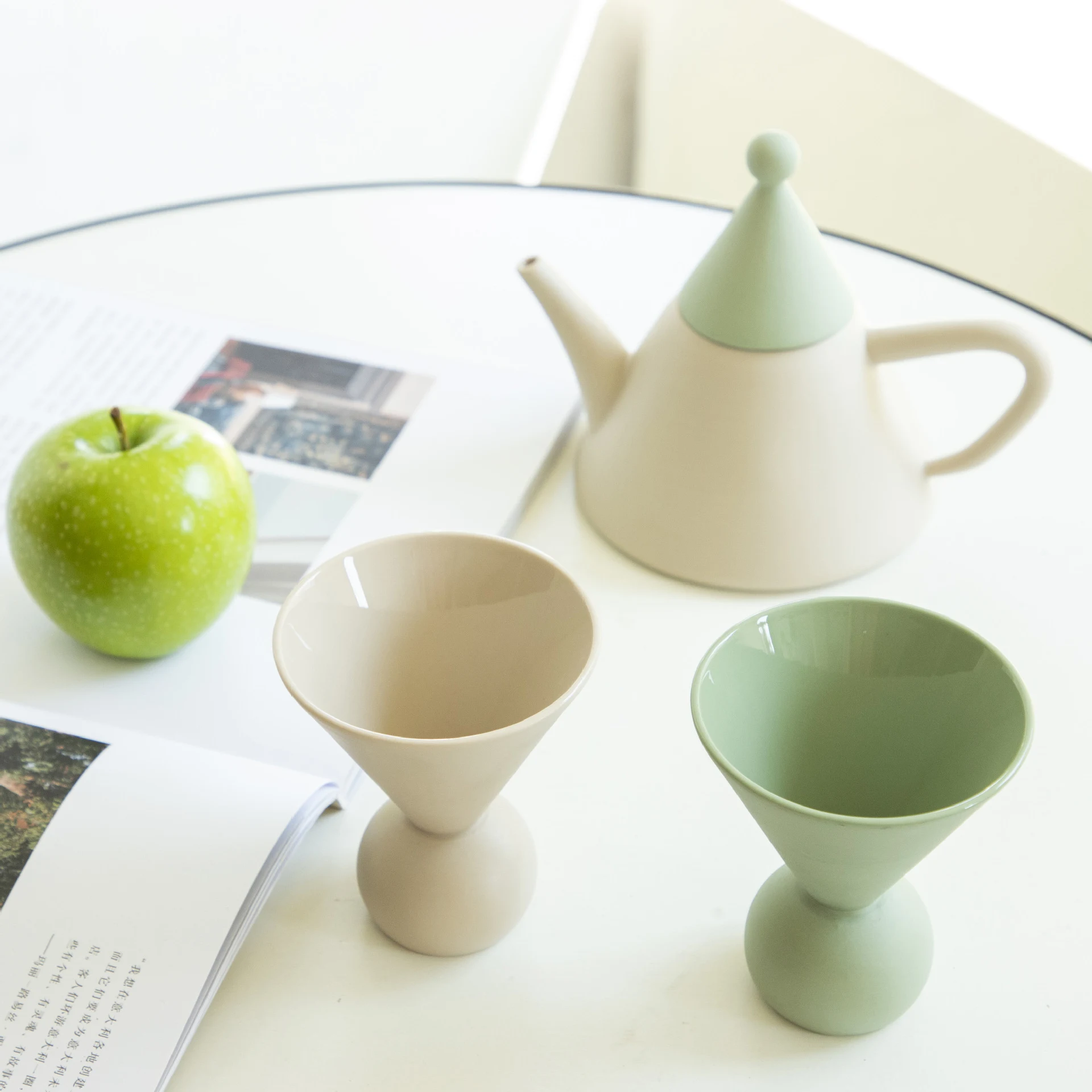 Title 1, Creative Solid Color Irregular Teapot Teacup Te...