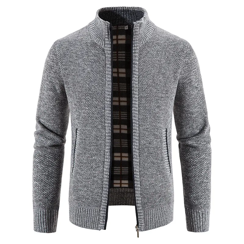 Men's Fleece-Lined Thickening Stand Collar Fleece Cardigan Warm Comfortable Winter Wear Cozy fleece jacket for cold weat