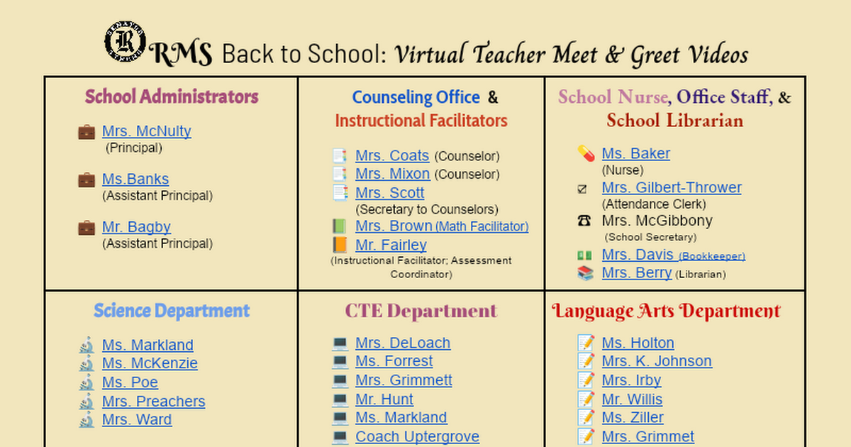 Back to School: Virtual Teacher Meet & Greet