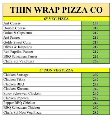 Thin Wrap Pizza Co menu 