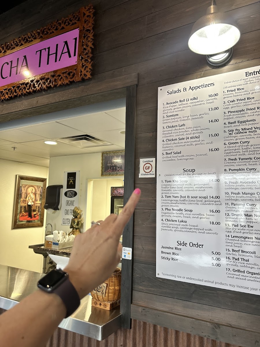 Racha Thai gluten-free menu