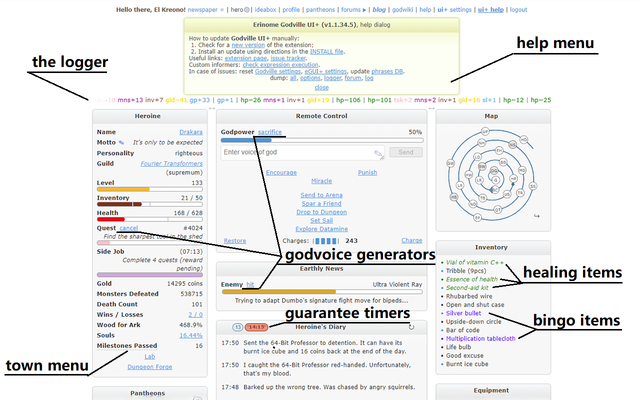 Erinome Godville UI+ Preview image 0