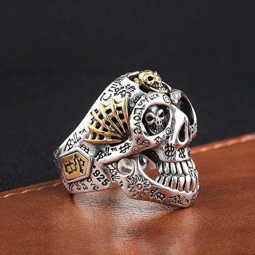 Title 2, Mens Fashion Simple Dominant Skull Shape Sterl...