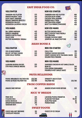 Londoners menu 