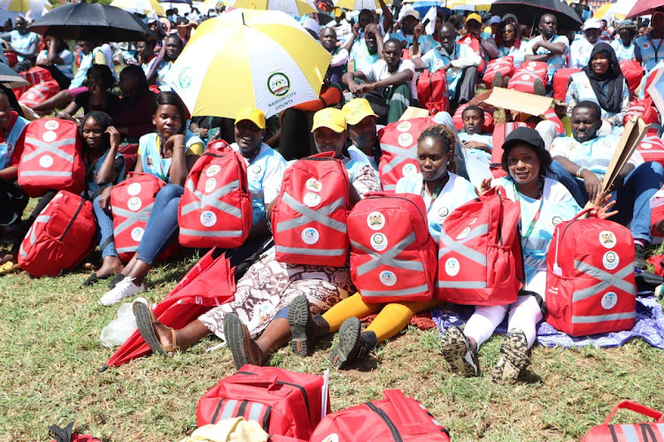 A section of Community Health promoters at Uhuru park with their kits