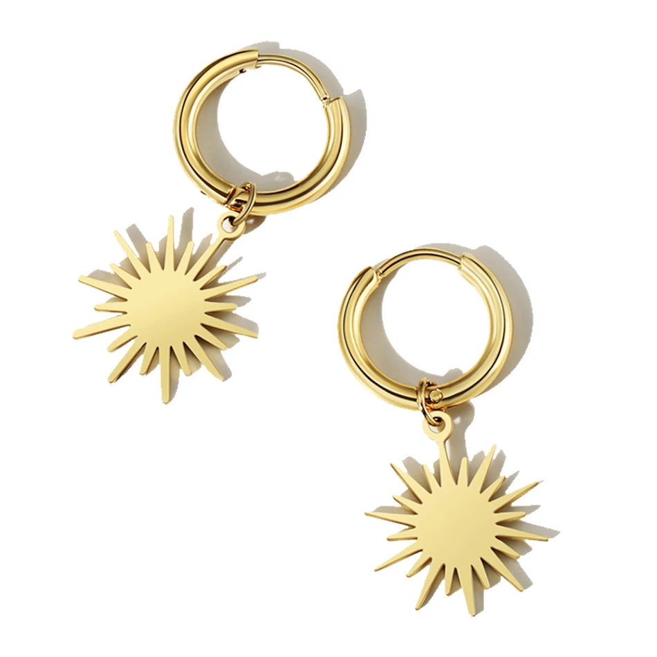 Boucles d'oreilles femme rétro en acier inoxydable avec étoiles à huit pointes, un accessoire élégant et durable pour compléter votre style.