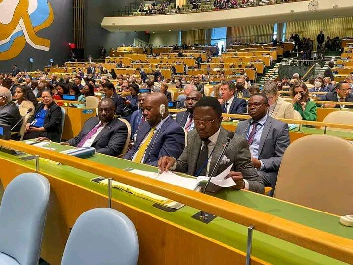 President William Ruto, Foreign Policy Adviser Ababu Namwamba and other delegates during 77th Session of the UN General Assembly in the New York City, USA.