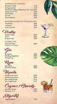 Verve, Royal Orchid Resort menu 1