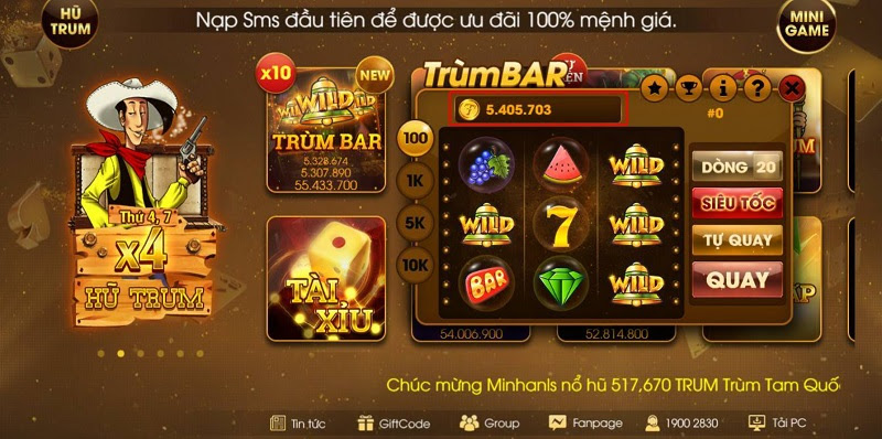 Giao diện cổng game Trùm Hũ sang trọng, cao cấp 