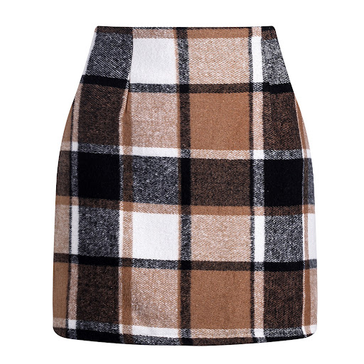 Title 2, High-waisted plaid wool mini pencil skirt, a ti...