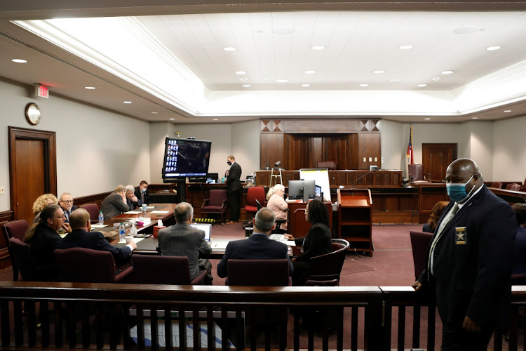 A general view shows the courtroom of the trial of William "Roddie" Bryan, Travis McMichael and Gregory McMichael, charged with the February 2020 death of 25-year-old Ahmaud Arbery, at the Glynn County Courthouse in Brunswick, Georgia, US on November 23 2021. Picture: REUTERS/OCTAVIO JONES