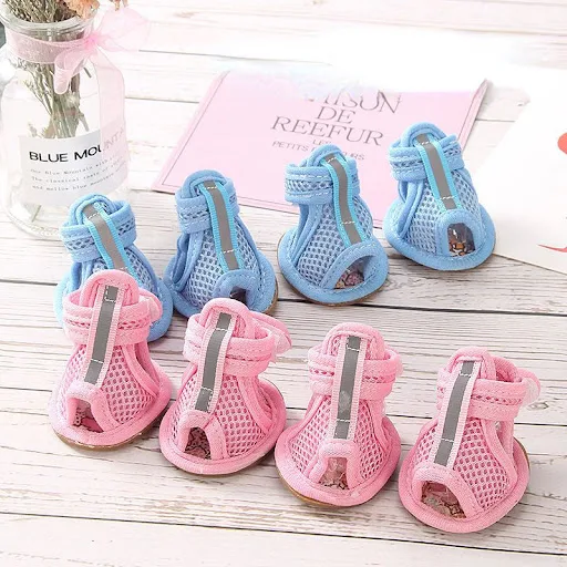 Summer Dog Shoes Breathable Mesh Puppy Pet Dog Shoes For Small Dogs Cats Cute Anti-Slip Chihuahua Pug Sandals Shoe Candy