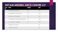 Shyam Mishra Juice Centre menu 3