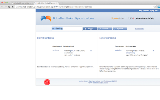 bokmaal Bokmalsordboka Nynorskordboka vurdering Bokmalsordboka 