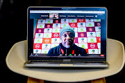 Pitso Mosimane (coach) of Mamelodi Sundowns during the Post Match virtual press conference of the Absa Premiership match between Mamelodi Sundowns and Orlando Pirates at Dobsonville Stadium on August 11, 2020 in Johannesburg, South Africa. 