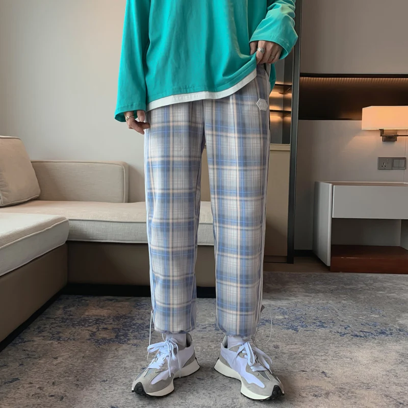 Title 4, Herren Plaid-Hose locker geschnitten lässig Som...