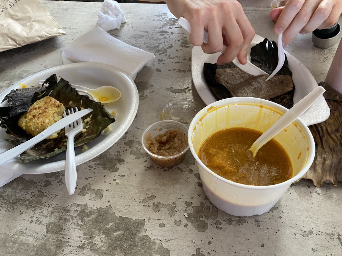 Caldo santo, coconut sweet spread, and tapioca coconut pancake