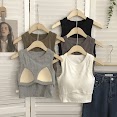 Áo Ba Lỗ Nữ [Kèm Đệm Lót ], Áo Ba Lỗ Croptop Chất Liệu Cotton Mềm Mại, Co Giãn Thấm Hút Mồ Hôi