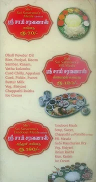 Hotel Shri Sai Saravanas menu 2