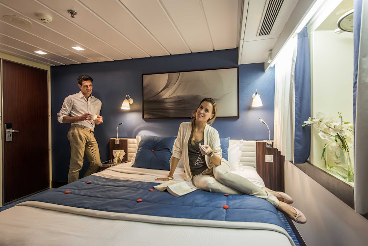 Relax in style and comfort in one of the 32 staterooms on the luxury yacht Le Ponant.  