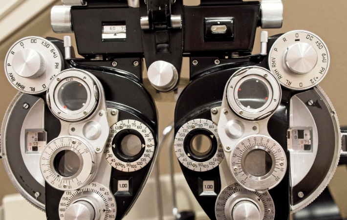 An image of a phoropter used to diagnose refractive errors.