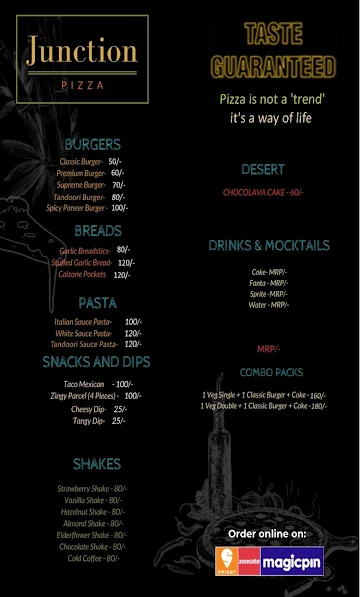 Junction Pizza menu 