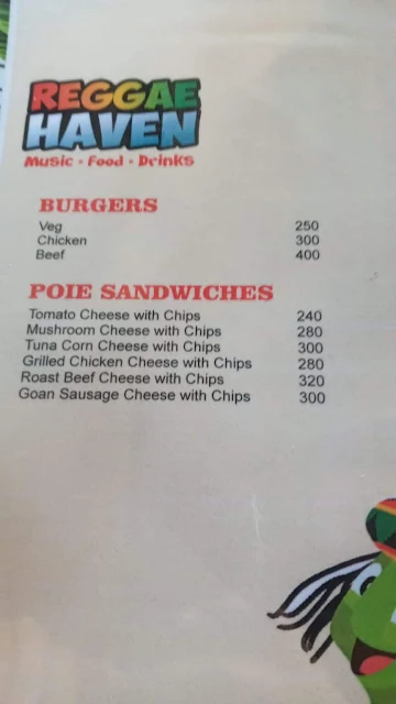 Reggae Haven menu 