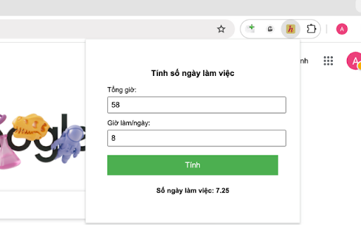 Tính số lượng ngày làm việc Hitclub