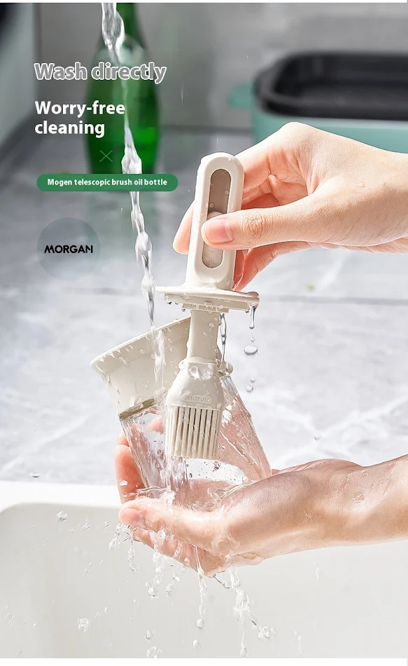 Pinceau à huile en silicone résistant aux hautes températures pour cuisine avec bouteille intégrée