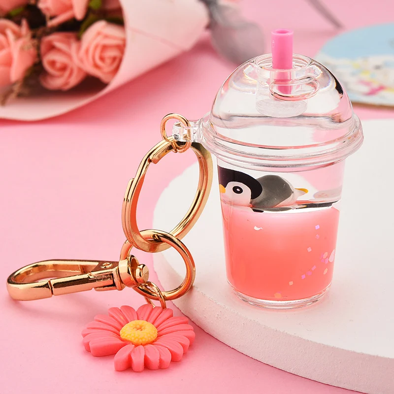 Acryl melk fles simulatie melk thee beker sleutelhanger, een schattig en praktisch accessoire voor uw sleutels en tas.