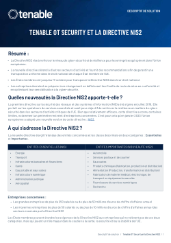 Conformité à la Directive NIS2 grâce à Tenable OT Security pour environnements opérationnels