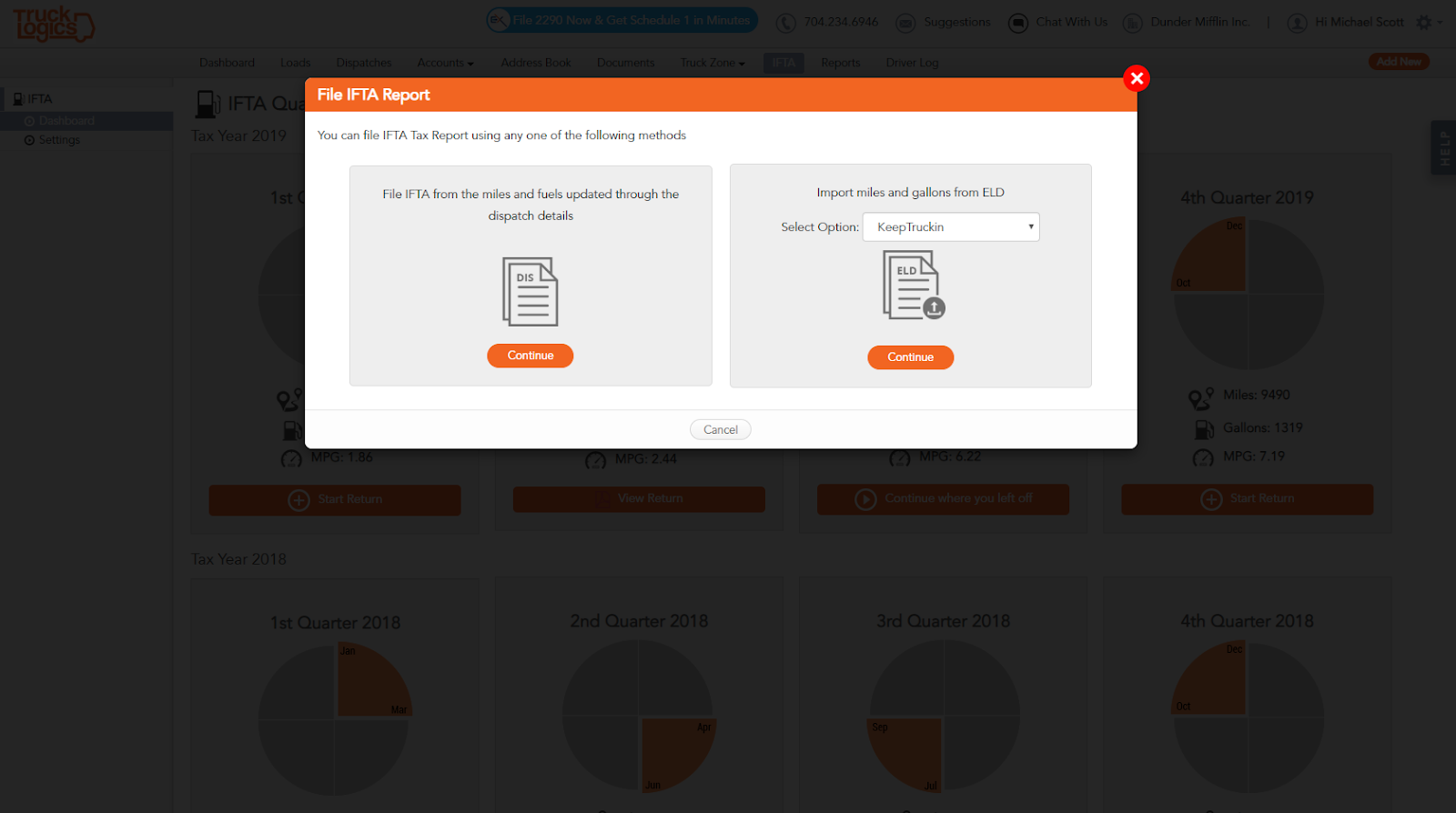 TruckLogics ELD mileage for IFTA reporting