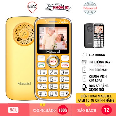 Điện Thoại Người Già Masstel Fami 60 4G - Loa To, Fm Không Dây, Đọc Số Bằng Giọng Nói, Sos, Đèn Pin Kép, ... Hàng Chính Hãng