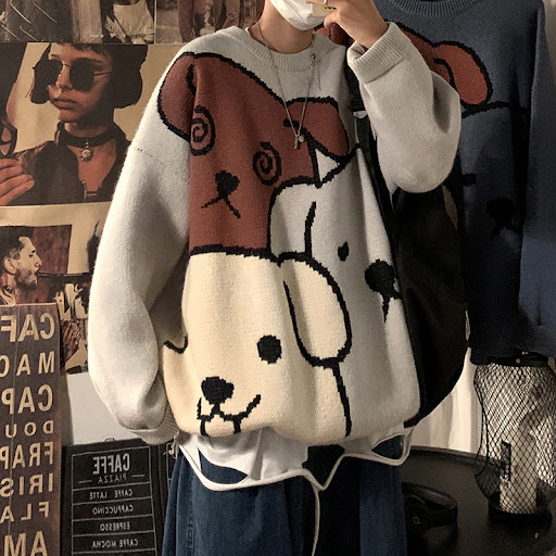 Title 2, Mens Winter Thick Loose Lazy Sweater Outer Wea...