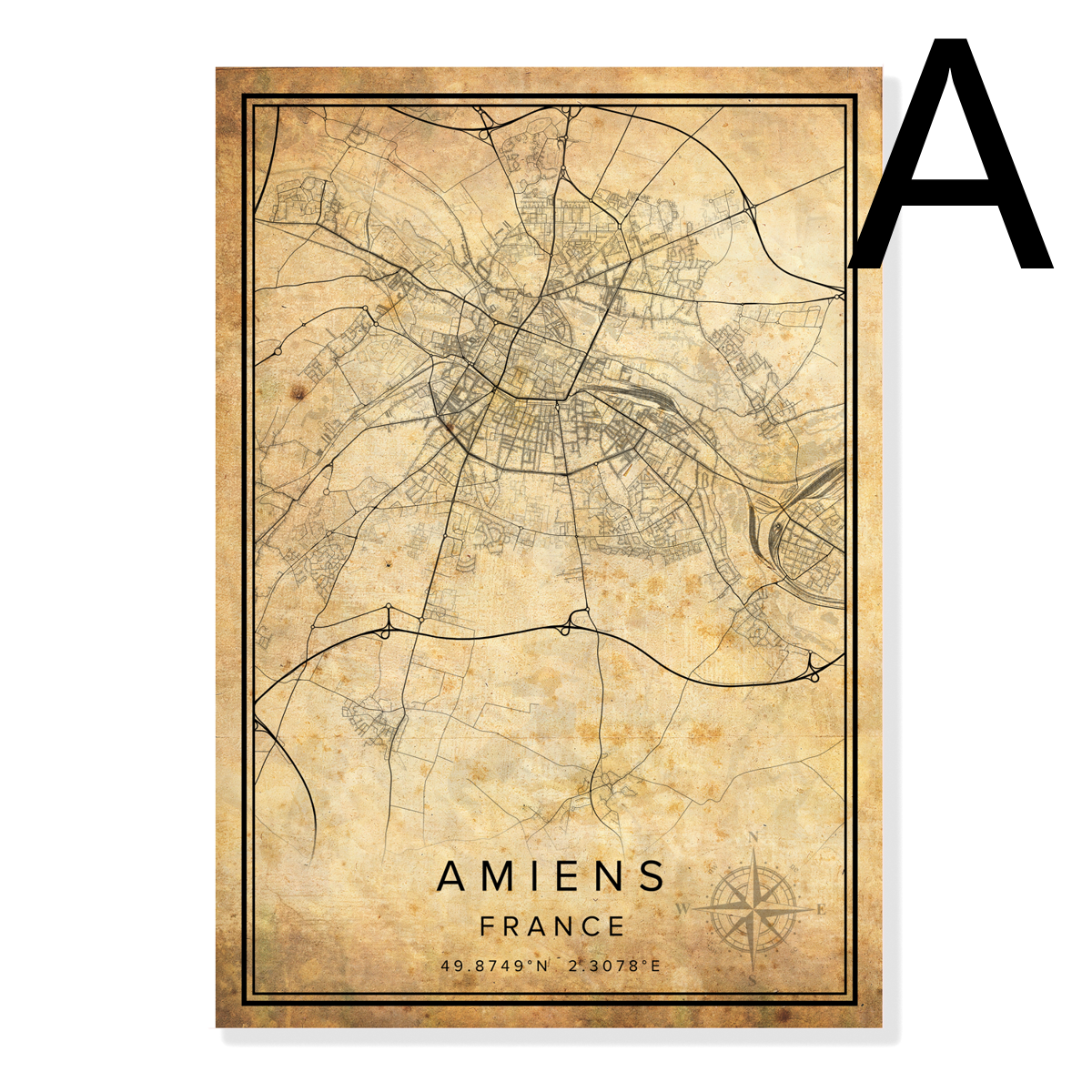Title 15, Peinture sur toile, affiche de carte de la vill...