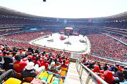 EFF supporters packed the 95,000-seater FNB Stadium  on Saturday, effectively kicking off the party's 2024 election campaign. (Photo by Gallo Images/Lefty Shivambu)